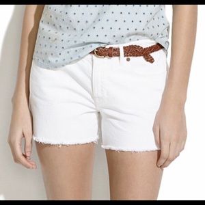 Madewell White Denim Frayed Cut Offs Size 32